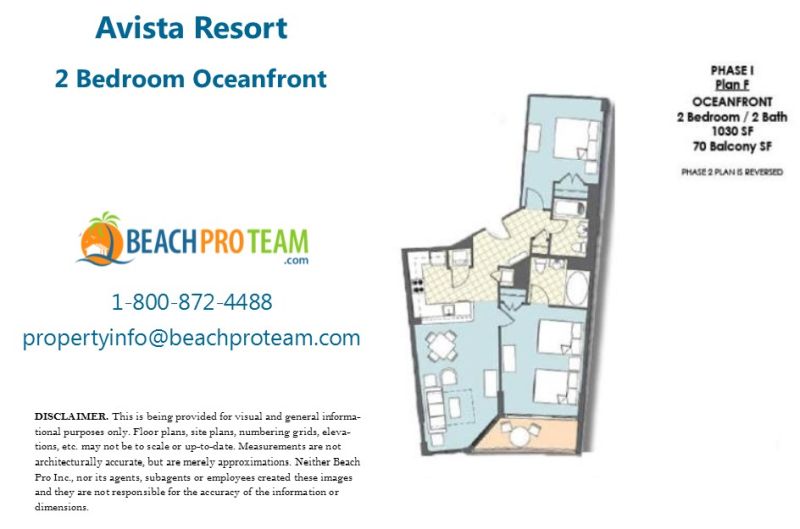 Avista Resort Floor Plan F - 2 Bedroom Oceanfront